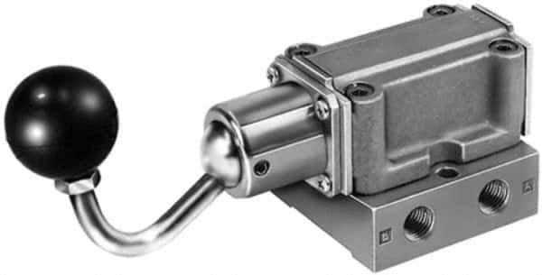 Parker - 3/8" NPT Mechanically Operated Air Valve - 4-Way, 3 Position, Hand Toggle-Locking, 1.5 CV Rate, 150 Max psi & 160°F Max Temp - USA Tool & Supply