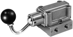 Parker - 3/8" NPT Mechanically Operated Air Valve - 4-Way, 3 Position, Hand Toggle-Locking, 1.5 CV Rate, 150 Max psi & 160°F Max Temp - USA Tool & Supply