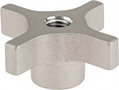 Gibraltar - 63.5mm Head Diam, 4 Point Lobed Knob - M12x1.75 Hole, Aluminum - USA Tool & Supply