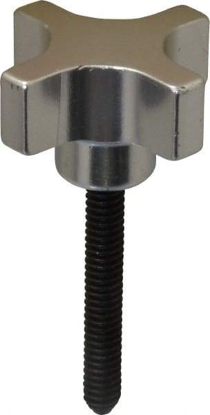 Gibraltar - 1-1/2" Head Diam, 4 Point Lobed Knob - 1/4-20 Stem, Aluminum - USA Tool & Supply