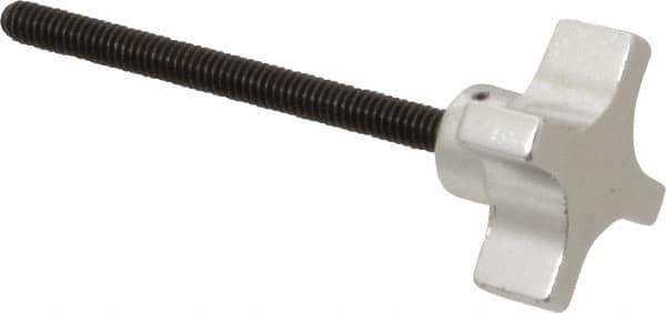 Gibraltar - 1-1/2" Head Diam, 4 Point Lobed Knob - 1/4-20 Stem, Aluminum - USA Tool & Supply