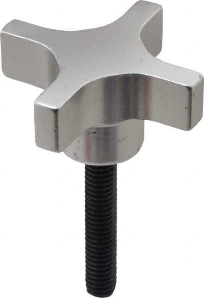 Gibraltar - 2" Head Diam, 4 Point Lobed Knob - 5/16-18 Stem, Aluminum - USA Tool & Supply