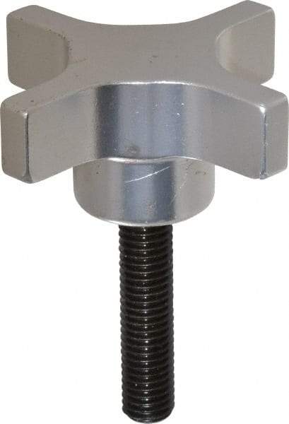 Gibraltar - 63.5mm Head Diam, 4 Point Lobed Knob - M10x1.5 Stem, Aluminum - USA Tool & Supply