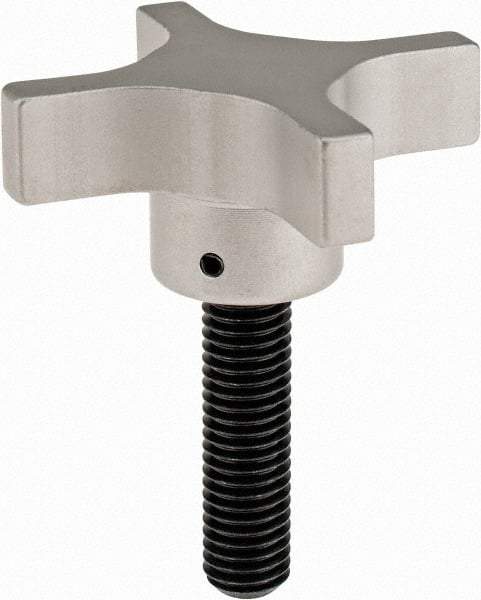 Gibraltar - 63.5mm Head Diam, 4 Point Lobed Knob - M12x1.75 Stem, Aluminum - USA Tool & Supply