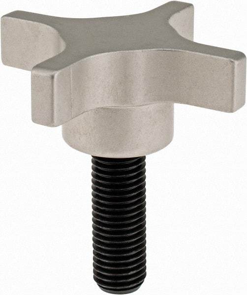 Gibraltar - 76.2mm Head Diam, 4 Point Lobed Knob - M16x2 Stem, Aluminum - USA Tool & Supply