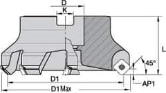 Kennametal - 124.97mm Cut Diam, 1-1/2" Arbor Hole, 6.6mm Max Depth of Cut, 45° Indexable Chamfer & Angle Face Mill - 8 Inserts, SEKT 1404... Insert, Right Hand Cut, 8 Flutes, Series KSSM - USA Tool & Supply