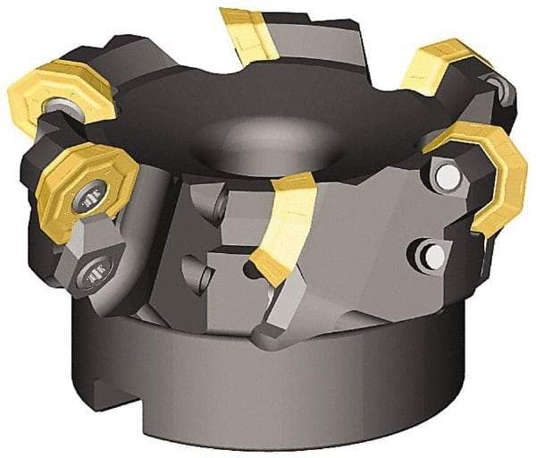 Kennametal - 47° Lead Angle, 1.6100" Max Cut Diam, 1-1/4" Min Cut Diam, 0.138" Max Depth of Cut, Indexable Chamfer & Angle End Mill - 2 Inserts, OF.T 53AF.N.. Insert Style, 77.4mm OAL, Straight Shank - USA Tool & Supply