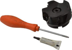 Kennametal - 5 Inserts, 3" Cut Diam, 1" Arbor Diam, 18.03mm Max Depth of Cut, Indexable Square-Shoulder Face Mill - 0/90° Lead Angle, 1-3/4" High, EC18.., EP18.. Insert Compatibility, Through Coolant, Series Mill 1-18 - USA Tool & Supply