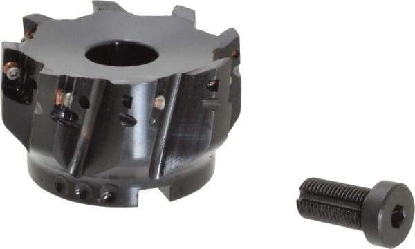 Kennametal - 8 Inserts, 3" Cut Diam, 1" Arbor Diam, 14.22mm Max Depth of Cut, Indexable Square-Shoulder Face Mill - 0/90° Lead Angle, 1-3/4" High, EC14.., EP14.. Insert Compatibility, Through Coolant, Series Mill 1-14 - USA Tool & Supply