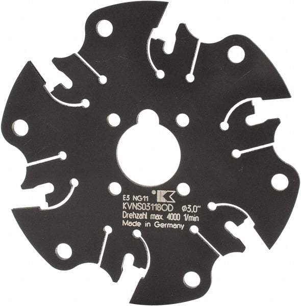 Kennametal - Arbor Hole Connection, 1/8" Cutting Width, 7/8" Depth of Cut, 3" Cutter Diam, 5/8" Hole Diam, 6 Tooth Indexable Slotting Cutter - KVNS Toolholder, OD 3118.. Insert - USA Tool & Supply