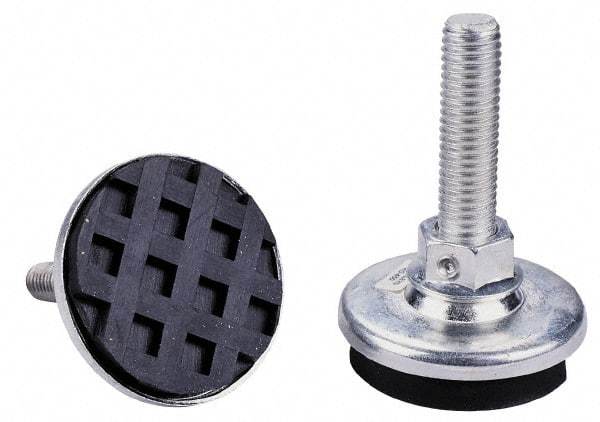 Tech Products - 3/8-16 Bolt Thread, Studded Pivotal Stud Mount Leveling Pad & Mount - 150 Max Lb Capacity, 2-1/8" Base Diam, 1-1/2" Thread Length - USA Tool & Supply