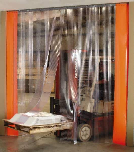 Aleco - 10' Door Width x 10' Door Height Vinyl Strip Door Kit - 12" Strip Width x 1/8" Strip Thickness, Clear Smooth, 66% Overlap - USA Tool & Supply