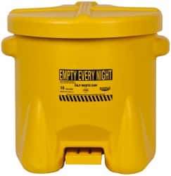 Eagle - 10 Gallon Capacity, Polyethylene Oily Waste Can - 18 Inch Long x 22 Inch Wide/Diameter x 18 Inch High, Yellow, Foot Operated, Approved FM - USA Tool & Supply