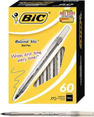 Bic - Ball Point Round Stick Grip Pen - Black - USA Tool & Supply