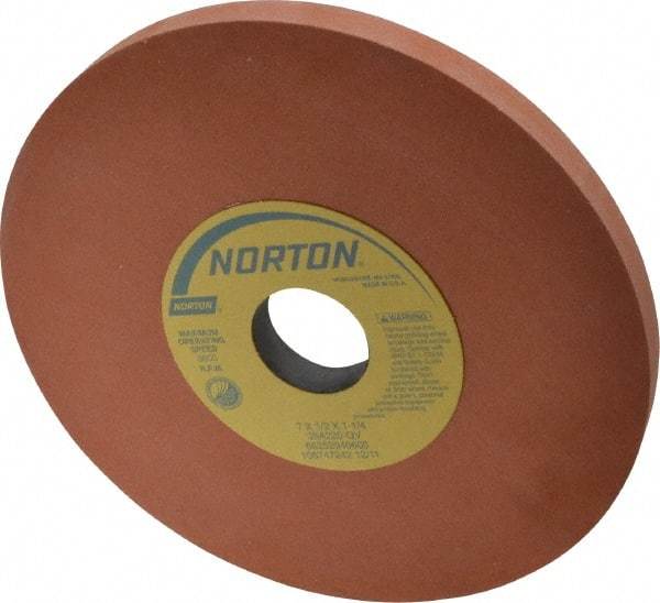 Norton - 7" Diam x 1-1/4" Hole x 1/2" Thick, Q Hardness, 220 Grit Surface Grinding Wheel - Aluminum Oxide, Type 1, Very Fine Grade, 3,600 Max RPM, Vitrified Bond, No Recess - USA Tool & Supply
