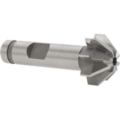 Made in USA - 3/4" Large x 5/16" Small Diam, 3/8" Width of Cut, 90° Included Angle, 8 Teeth, Cobalt Face Angle Cutter - 3/8" Shank Diam, 1-15/16" Overall Length, Weldon Flat - USA Tool & Supply