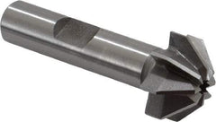 Made in USA - 3/4" Large x 5/16" Small Diam, 3/8" Width of Cut, 90° Included Angle, 8 Teeth, High Speed Steel Face Angle Cutter - 3/8" Shank Diam, 1-15/16" Overall Length, Weldon Flat - USA Tool & Supply