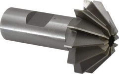 Made in USA - 1-5/8" Large x 5/8" Small Diam, 11/16" Width of Cut, 90° Included Angle, 12 Teeth, High Speed Steel Face Angle Cutter - 3/4" Shank Diam, 2-11/16" Overall Length, Weldon Flat - USA Tool & Supply