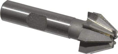 Made in USA - 3/4" Large x 5/16" Small Diam, 17/32" Width of Cut, 60° Included Angle, 8 Teeth, Cobalt Face Angle Cutter - 3/8" Shank Diam, 2-3/32" Overall Length, Weldon Flat - USA Tool & Supply