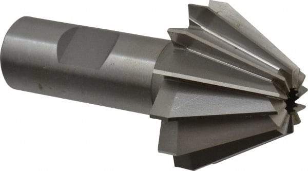 Made in USA - 1-5/8" Large x 5/8" Small Diam, 1-1/16" Width of Cut, 60° Included Angle, 12 Teeth, Cobalt Face Angle Cutter - 3/4" Shank Diam, 3-1/16" Overall Length, Weldon Flat - USA Tool & Supply