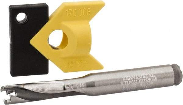 Kennametal - 7.94 to 8.49mm Diam, 3xD, 25.4mm Max Depth, 3/8" Shank Diam, 32.77mm Flute, 79.38mm OAL, Replaceable Tip Drill - KTIP03125HP Insert, F Seat Size, Series KenTIP - USA Tool & Supply