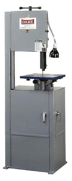 Dake - 14 Inch Throat Capacity, Step Pulley Vertical Bandsaw - 70, 140, 270, 540 SFPM, 1 HP, Three Phase - USA Tool & Supply