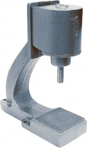 Mead - 1-1/4" Ram, 8-9/16" Throat Depth, 1-3/4 Ton Pneumatic Arbor Press - 9-15/16" Max Work Height x 8" Max Work Width, 6" Base Width x 19-1/2" Base Depth - USA Tool & Supply