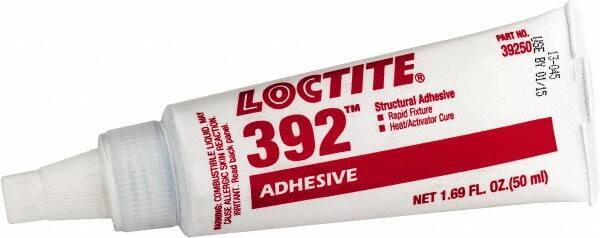 Loctite - 50 mL Tube Two Part Acrylic Adhesive - 15 min Working Time, 2,500 psi Shear Strength, Series 392 - USA Tool & Supply