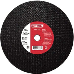 Value Collection - 14" 36 Grit Aluminum Oxide Cutoff Wheel - 1/8" Thick, 1" Arbor, 4,400 Max RPM, Use with Stationary Tools - USA Tool & Supply