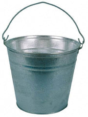 PRO-SOURCE - 12 Qt, 10-3/4" High, Galvanized Steel Round Gray Single Pail - Handle Included, 12-1/4" Top Diam - USA Tool & Supply