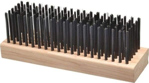 Made in USA - 6 Rows x 19 Columns Wire Scratch Brush - 7" OAL, 1-3/4" Trim Length, Wood Straight Handle - USA Tool & Supply