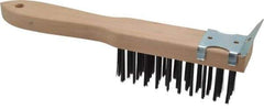 Made in USA - 4 Rows x 11 Columns Wire Scratch Brush - 5" Brush Length, 11" OAL, 1-3/4" Trim Length, Wood Toothbrush Handle - USA Tool & Supply