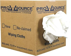 PRO-SOURCE - Virgin Cotton T-Shirt Rag - Low-Lint, White, 3 to 4 Pieces per Lb, Comes in Box - USA Tool & Supply