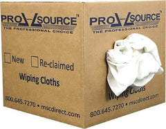 PRO-SOURCE - Virgin Cotton T-Shirt Rag - Lint-Free, White, 3 to 4 Pieces per Lb, Comes in Box - USA Tool & Supply