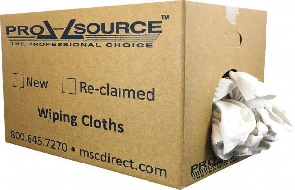 PRO-SOURCE - Virgin Cotton T-Shirt Rag - Lint-Free, White, 3 to 4 Pieces per Lb, Comes in Box - USA Tool & Supply