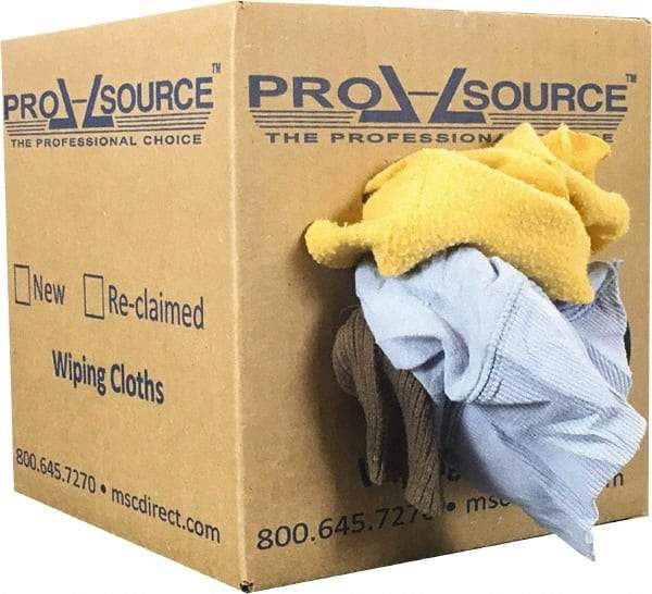 PRO-SOURCE - Reclaimed Rags - Assorted Colors, Fleece and Sweatshirt, Low Lint, Box - USA Tool & Supply