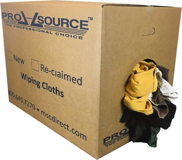 PRO-SOURCE - Reclaimed Rags - Assorted Colors, Fleece and Sweatshirt, Low Lint, Box - USA Tool & Supply