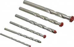 Made in USA - 1/4 to 3/4", 118° Point, Bright Finish, Carbide-Tipped Hammer Drill Bit Set - USA Tool & Supply