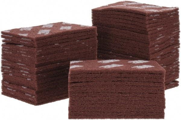 3M - Fine Grade, Aluminum Oxide Hand Pad - Brown, 6" Wide x 9" Long, Nonwoven - USA Tool & Supply