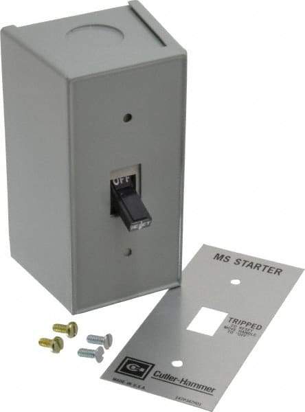 Eaton Cutler-Hammer - 2 Poles, 0.4 to 16 Amp, NEMA, Enclosed Toggle Manual Motor Starter - 60.5mm Wide x 71.9mm Deep x 105.7mm High, 1 hp at 120/240 V, 1 hp at 277 V & 1/4 hp at 32 V, CSA Certified, NEMA 1, UL Listed - USA Tool & Supply