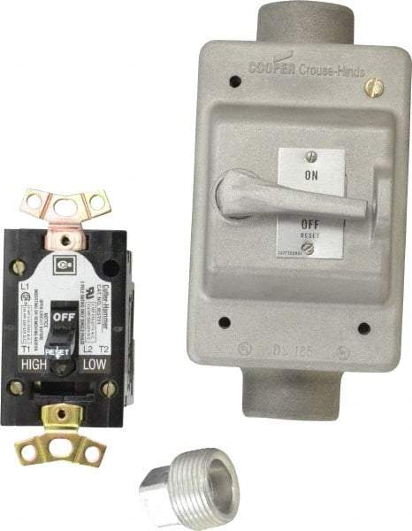 Eaton Cutler-Hammer - 1 Pole, 0.4 to 16 Amp, NEMA, Enclosed Toggle Manual Motor Starter - 60.5mm Wide x 50mm Deep x 105.7mm High, 1 hp at 120/240 V, 1 hp at 277 V, 1/4 hp at 120/240 V & 1/4 hp at 32 V, CSA Certified, NEMA 1, UL Listed - USA Tool & Supply