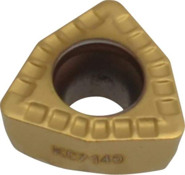 Kennametal - DFT05T308 MD Grade KC7140 Carbide Indexable Drill Insert - TiN/TiCN Finish, Trigon, 8mm Inscribed Circle - USA Tool & Supply