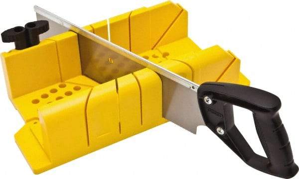 Stanley - 22.5°, 45°, 60°, 90° Miter Saw Miter Box & Saw - 4-1/4" Box Width x 18-1/4" Box Length - USA Tool & Supply