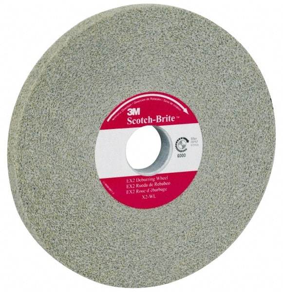 3M - 4" Diam, 1" Face Width, 1/2" Center Hole, Medium Grade, Aluminum Oxide Deburring Wheel - Unitized, Soft Density 2 Grade, 7,000 RPM - USA Tool & Supply