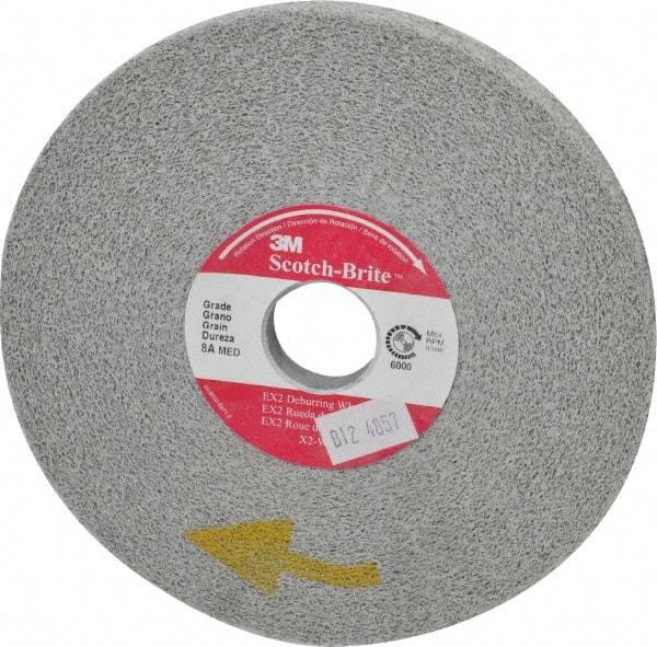 3M - 6" Diam, 1/2" Face Width, 1" Center Hole, Medium Grade, Aluminum Oxide Deburring Wheel - Convolute, Hard Density 8 Grade, 6,000 RPM - USA Tool & Supply