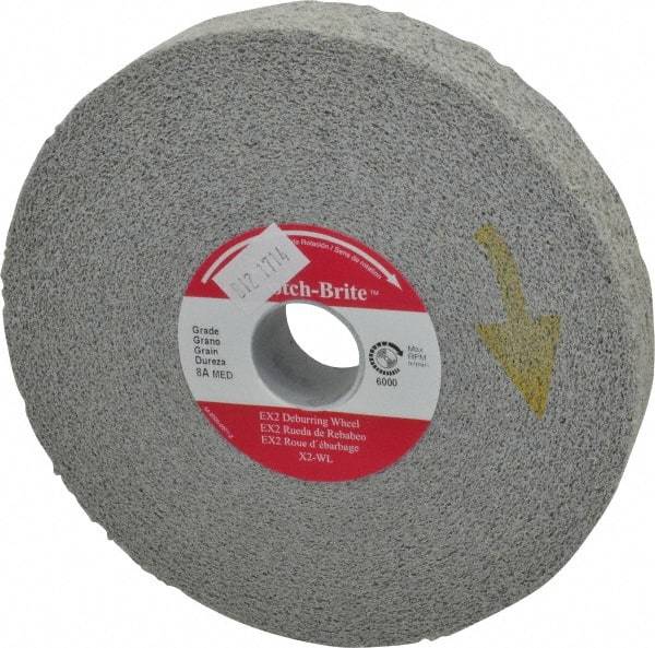 3M - 6" Diam, 1" Face Width, 1" Center Hole, Medium Grade, Aluminum Oxide Deburring Wheel - Convolute, Hard Density 8 Grade, 6,000 RPM - USA Tool & Supply
