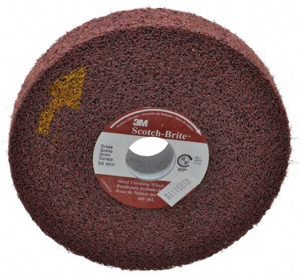 3M - 6" Diam, 1" Face Width, 1" Center Hole, Medium Grade, Aluminum Oxide Deburring Wheel - Convolute, Medium Density 5 Grade, 6,000 RPM - USA Tool & Supply
