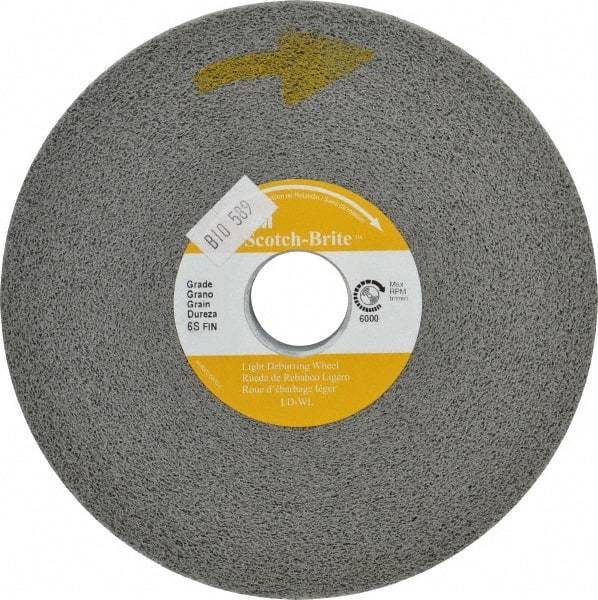 3M - 6" Diam, 2" Face Width, 1" Center Hole, Medium Grade, Aluminum Oxide Deburring Wheel - Convolute, Medium Density 5 Grade, 6,000 RPM - USA Tool & Supply