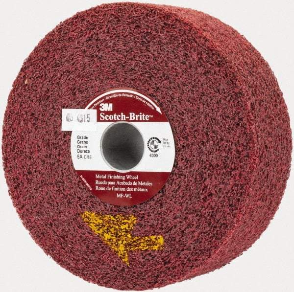 3M - 6" Diam, 2" Face Width, 1" Center Hole, Coarse Grade, Aluminum Oxide Deburring Wheel - Convolute, Medium Density 5 Grade, 6,000 RPM - USA Tool & Supply