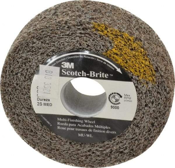 3M - 4" Diam, 1" Face Width, 1" Center Hole, Medium Grade, Silicon Carbide Deburring Wheel - Convolute, Soft Density 2 Grade, 9,000 RPM - USA Tool & Supply